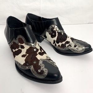 Reba / Calf Hair Leather Western Ankle Booties